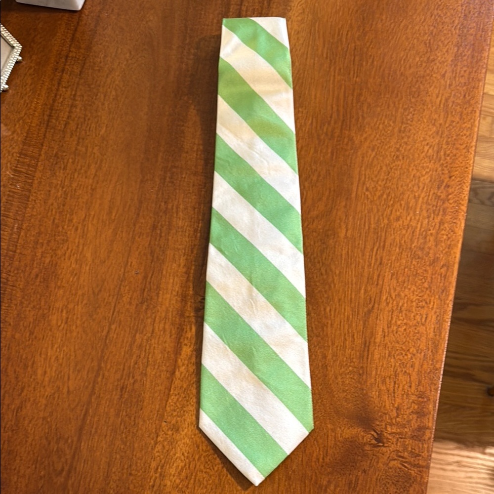 Polo Ralph Lauren Green and White Striped Tie
